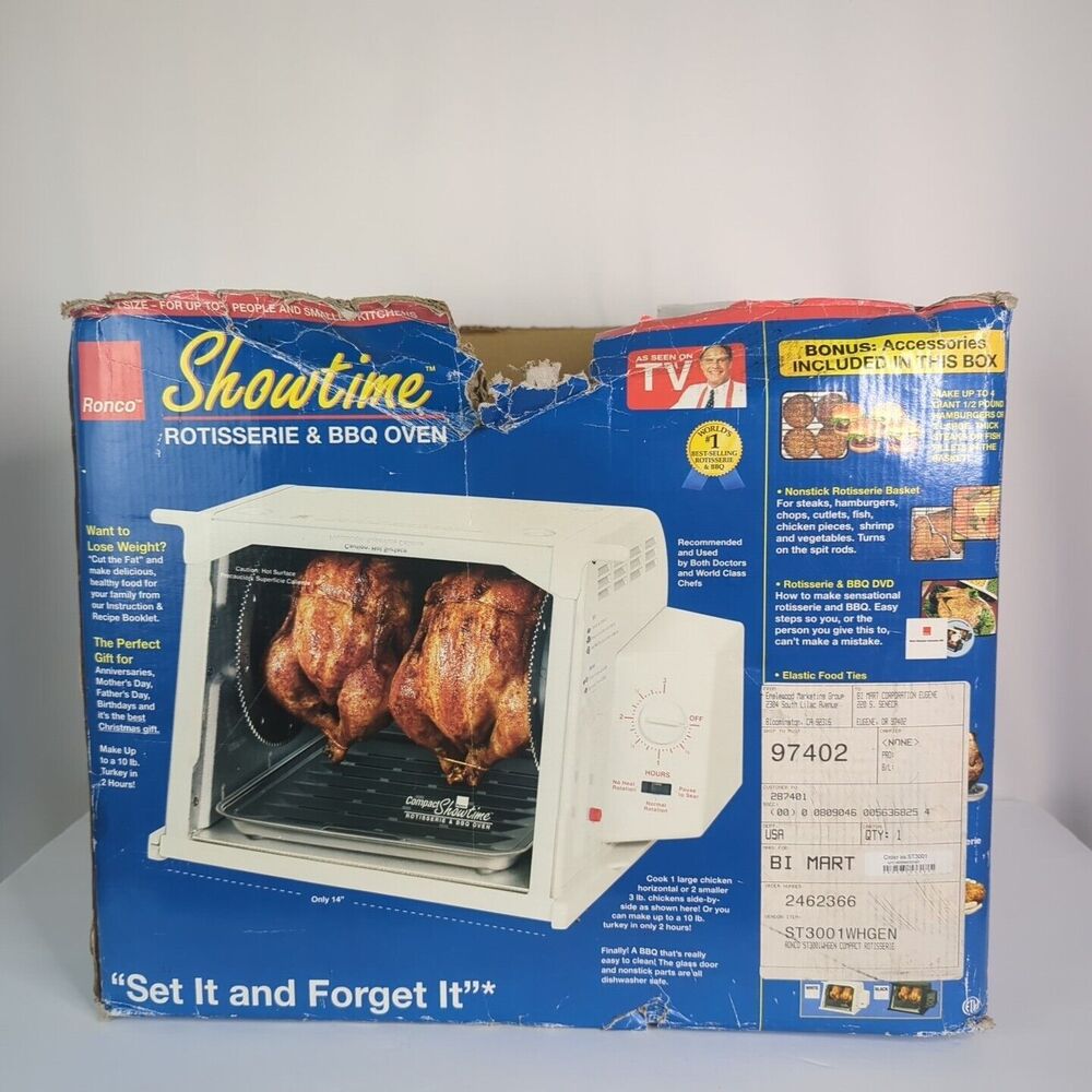 Ronco Showtime 3000 Rotisserie White Used Clean Basket, Trays